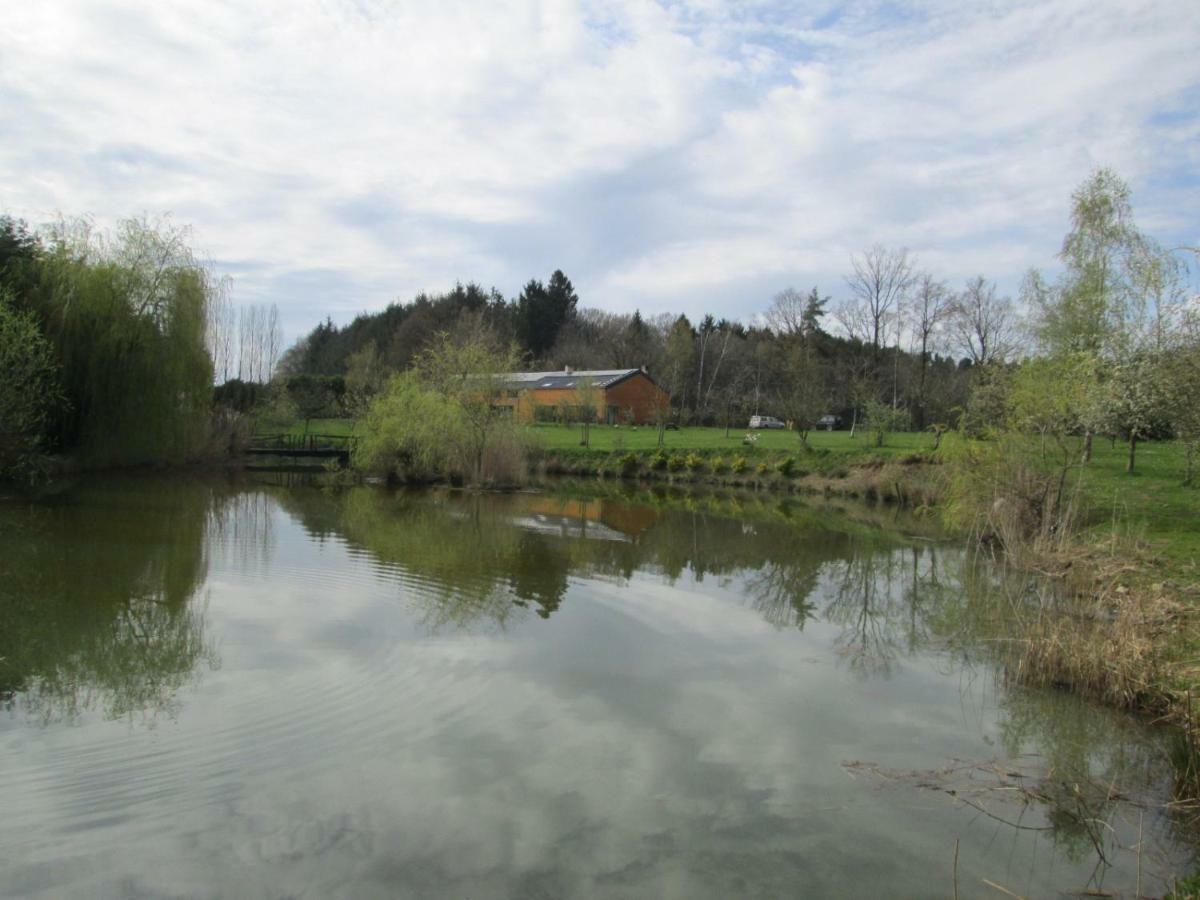 Florennes Gîte neuf 150 M2 devant un grand lac privé de 2 hectares poissonneux au milieu des bois Esterno foto