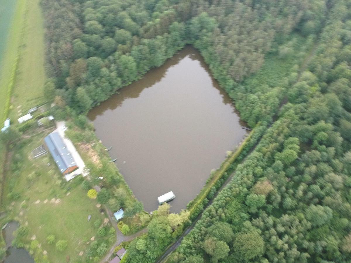 Florennes Gîte neuf 150 M2 devant un grand lac privé de 2 hectares poissonneux au milieu des bois Esterno foto
