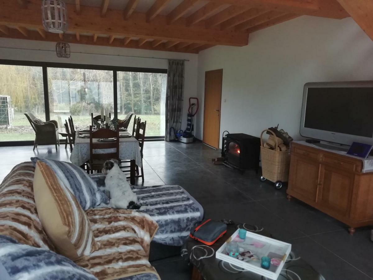 Florennes Gîte neuf 150 M2 devant un grand lac privé de 2 hectares poissonneux au milieu des bois Esterno foto